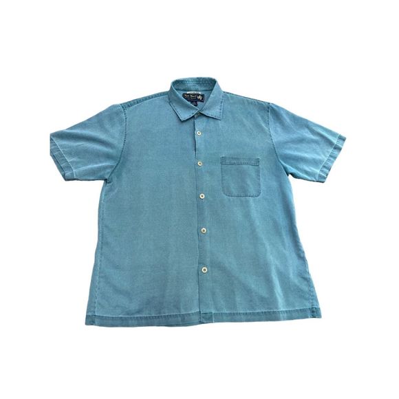 Mens Nat Nast Luxury Originals Silk Short Sleeve Blue Button Up Size Medium - Picture 1 of 11